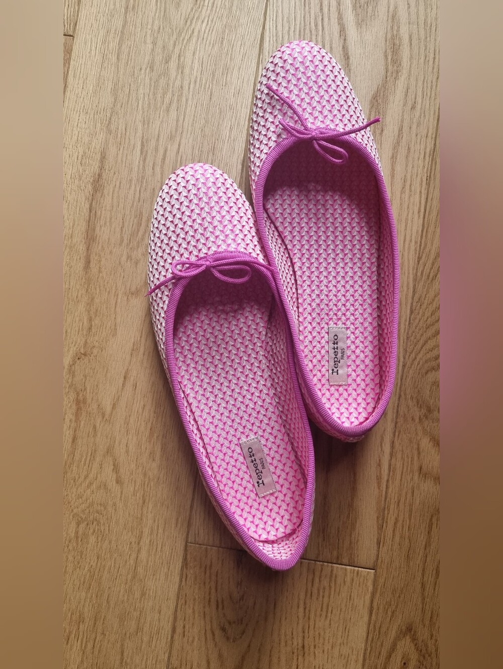 Repetto Pink Ballerina Flats with Bow Detail